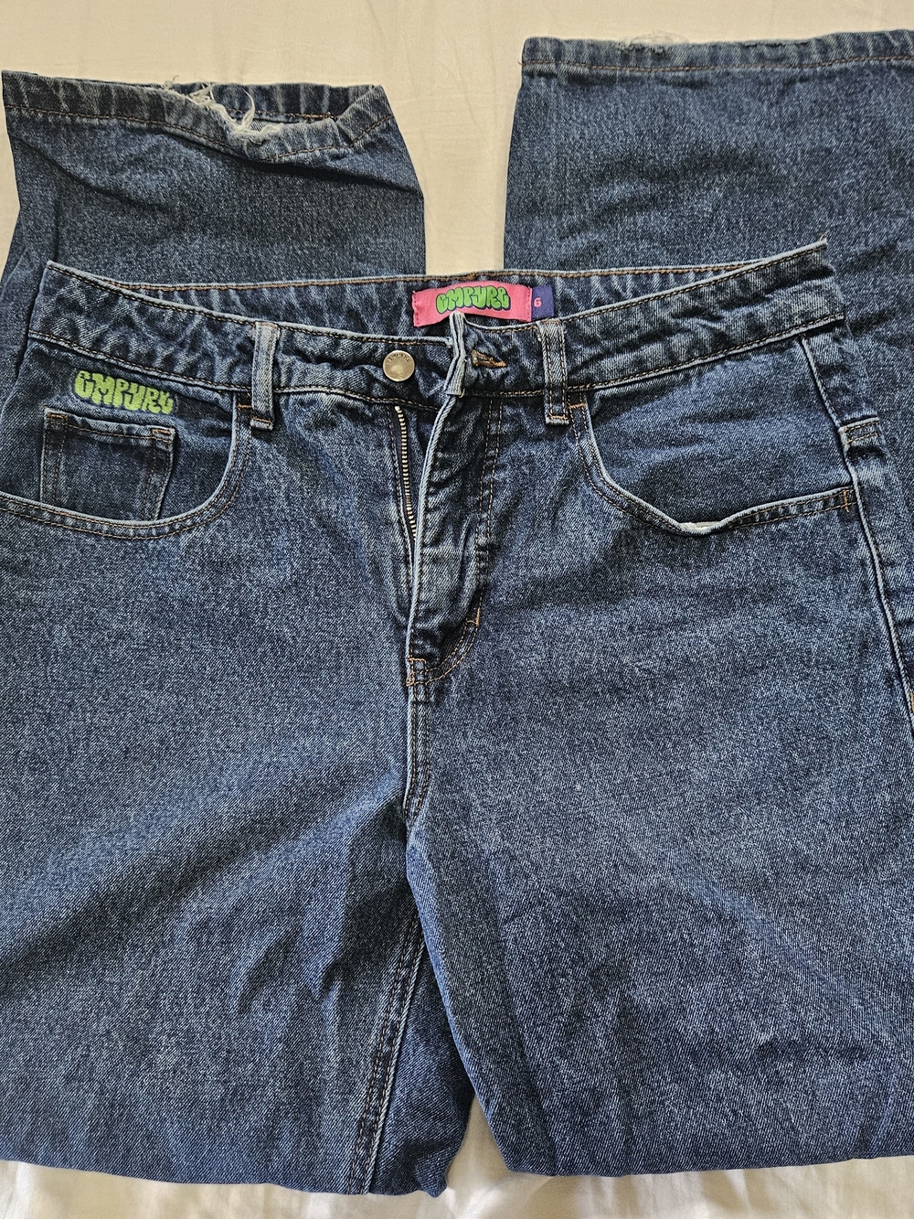 Empyre Dark Blue Denim Jeans with Green Logo